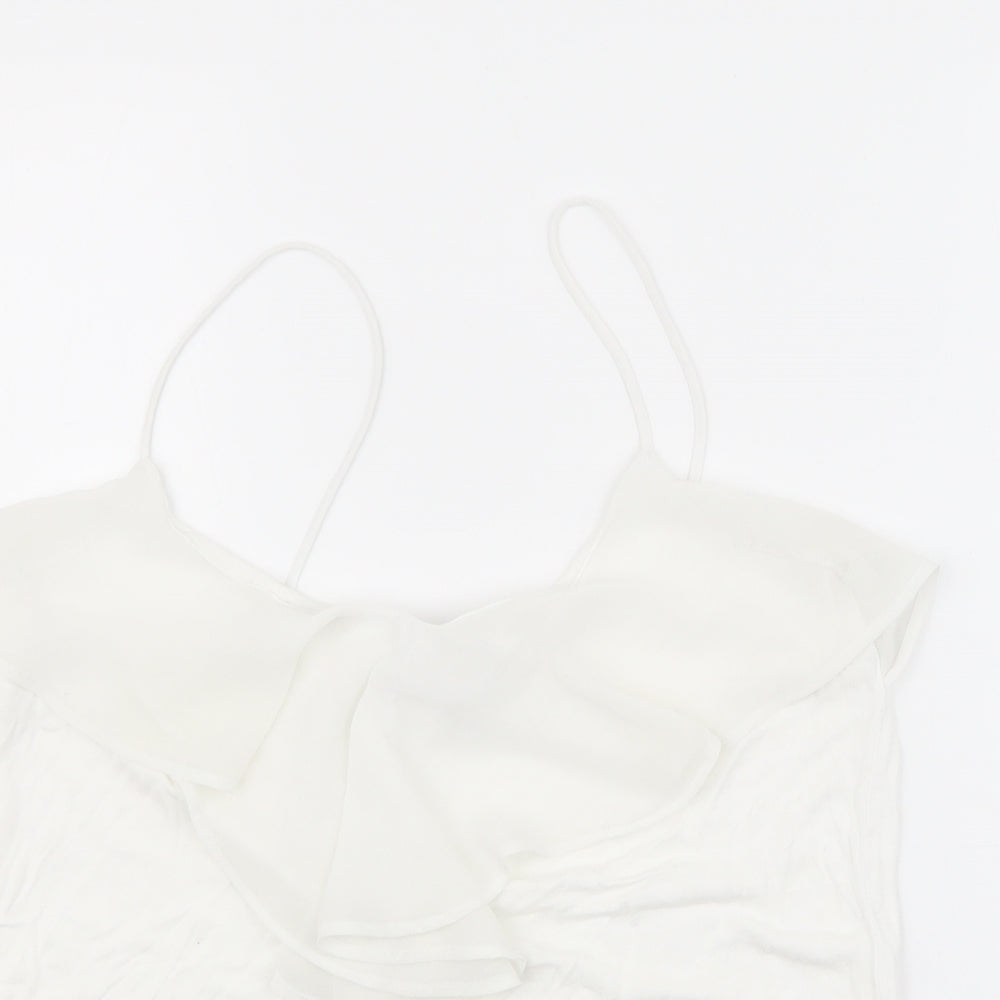 H&M Womens White Polyester Basic Tank Size L Scoop Neck