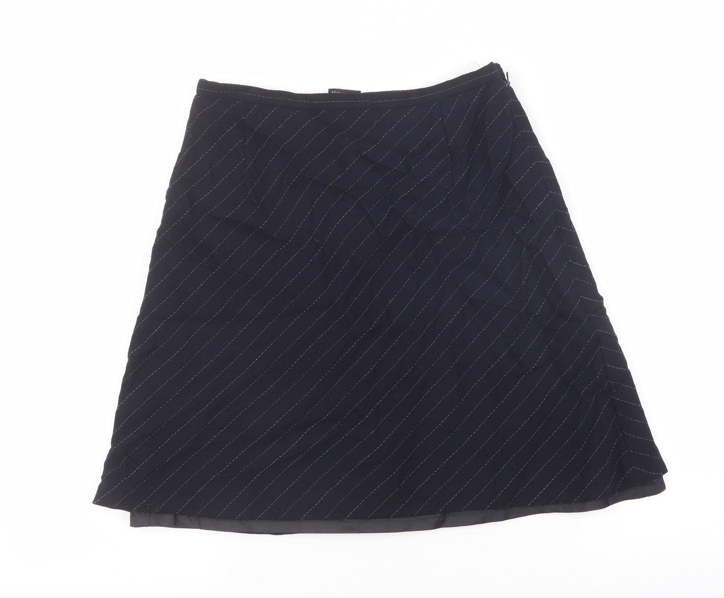 Planet Womens Black Striped Wool A-Line Skirt Size 10 Zip