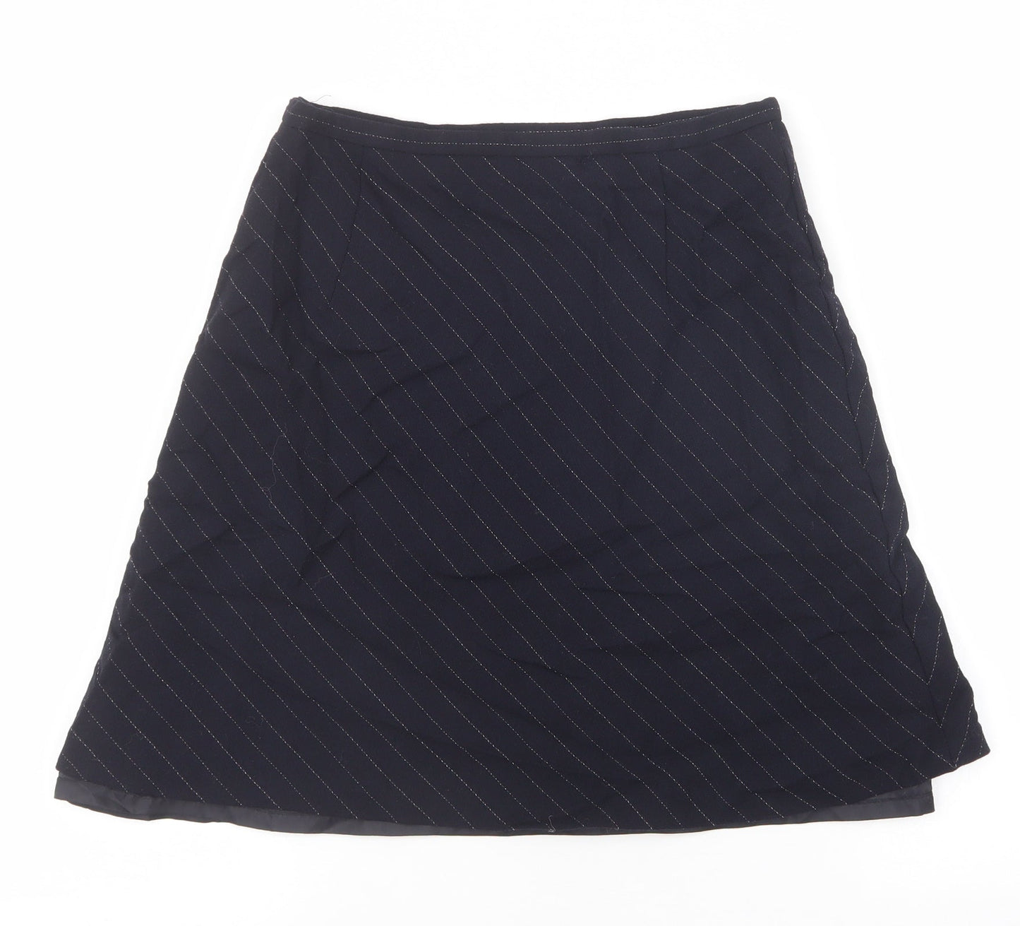 Planet Womens Black Striped Wool A-Line Skirt Size 10 Zip