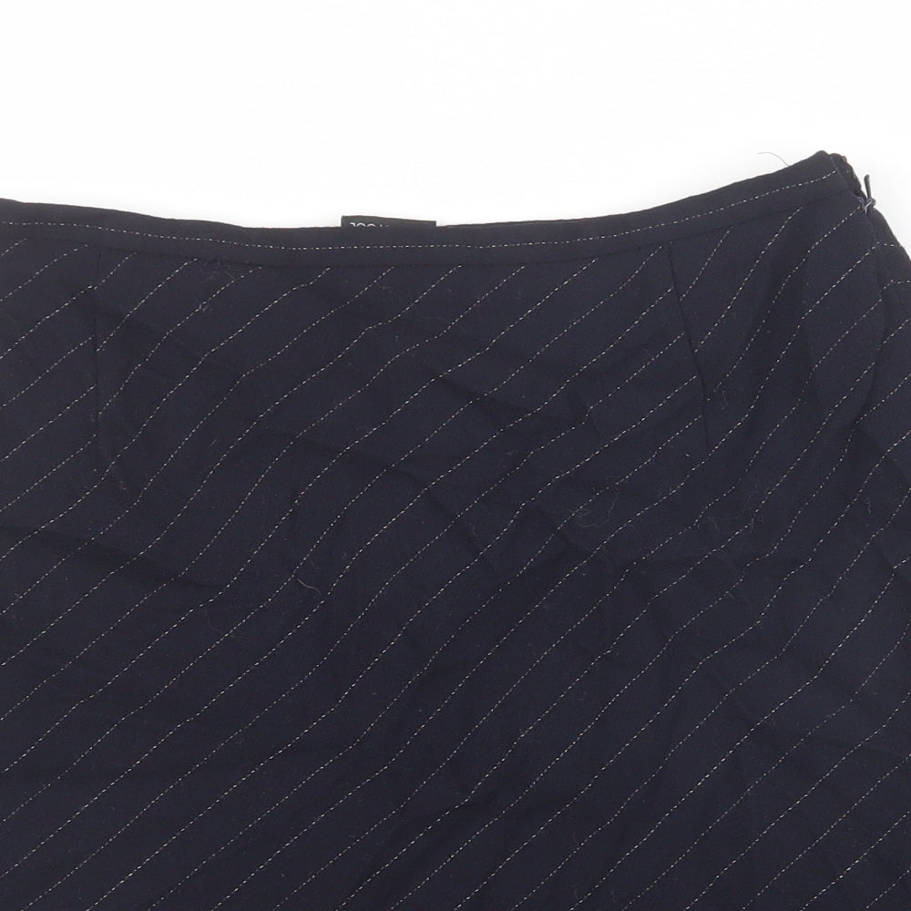 Planet Womens Black Striped Wool A-Line Skirt Size 10 Zip