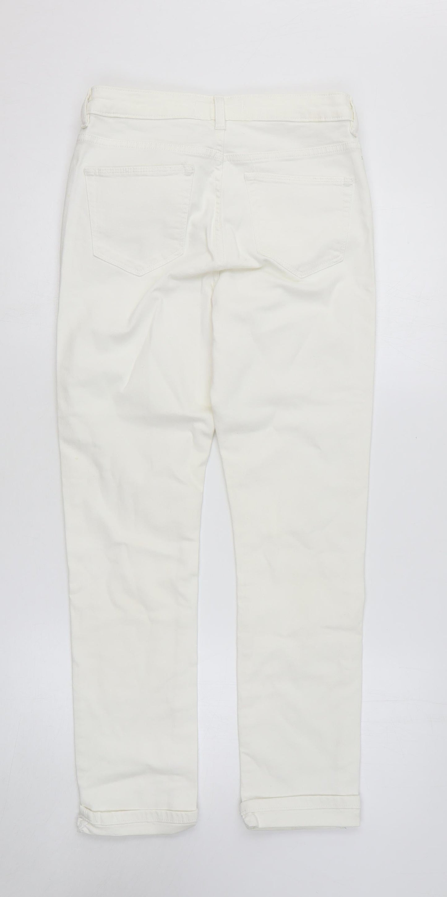 Wallis Womens White Cotton Skinny Jeans Size 8 L28 in Regular Zip