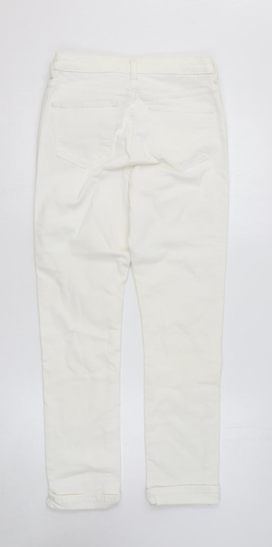Wallis Womens White Cotton Skinny Jeans Size 8 L28 in Regular Zip