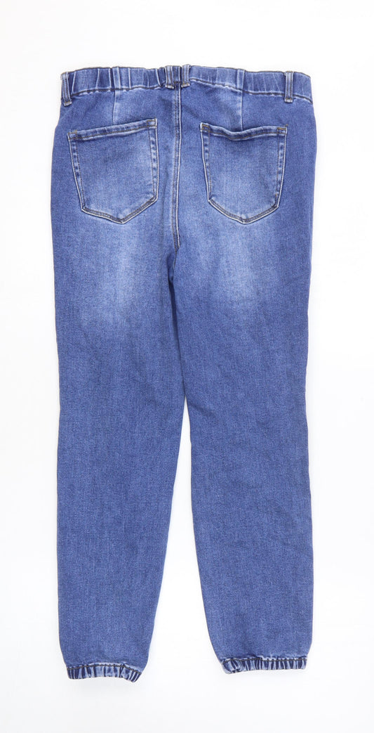 Max Jeans Womens Blue Cotton Tapered Jeans Size L L25 in Regular Zip