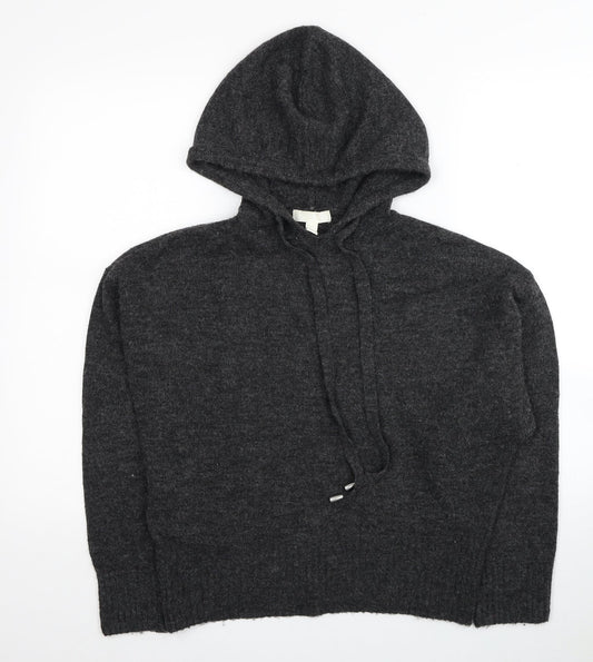 H&M Womens Grey Acrylic Pullover Hoodie Size S Pullover