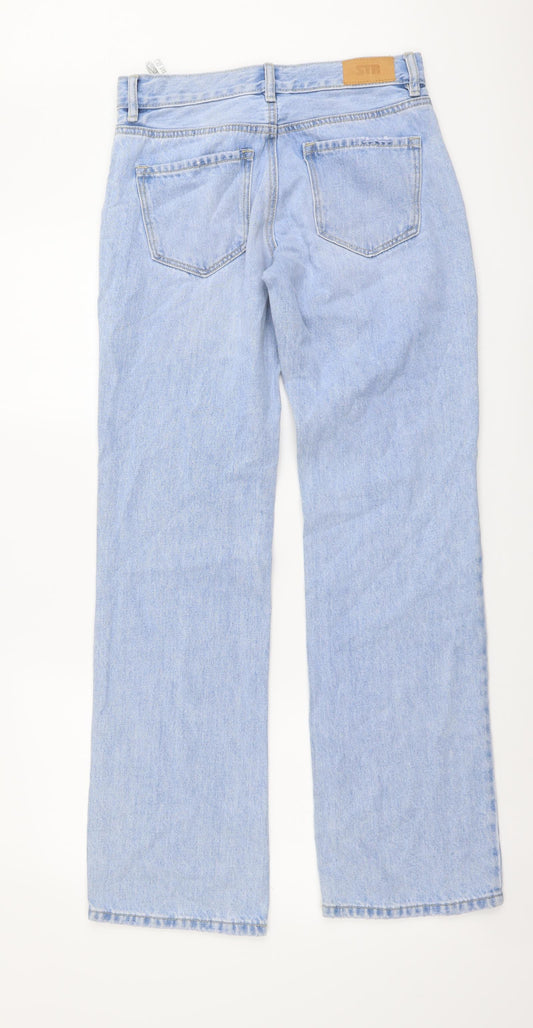 STR Womens Blue Cotton Flared Jeans Size 6 L32 in Regular Button