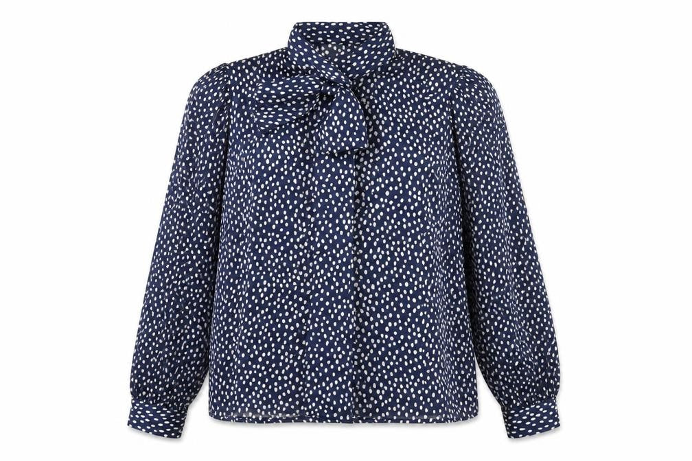 Marks and Spencer Womens Blue Polka Dot Polyester Basic Button-Up Size 10 Collared