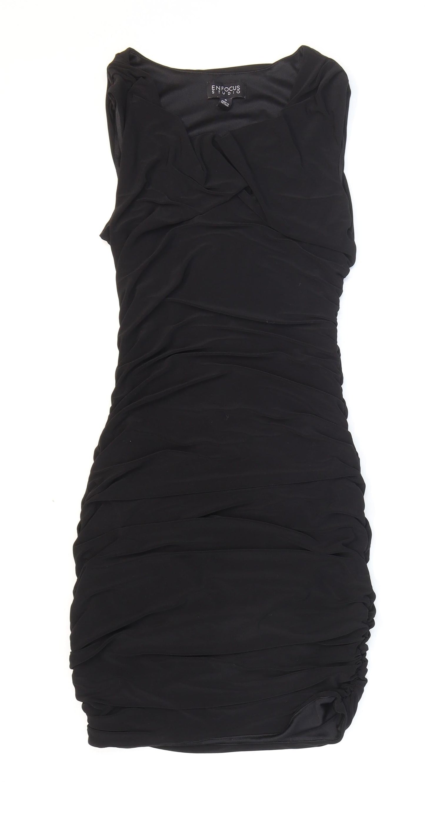 En Focus Studio Womens Black Polyester Bodycon Size 8 Scoop Neck Pullover