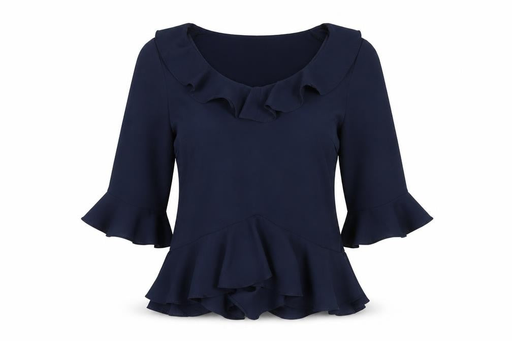 Topshop Womens Blue Polyester Basic Blouse Size 10 V-Neck