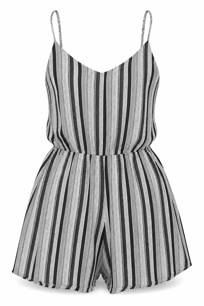 H&M Womens Black Geometric Viscose Romper One-Piece Size 6 L10 in Pullover