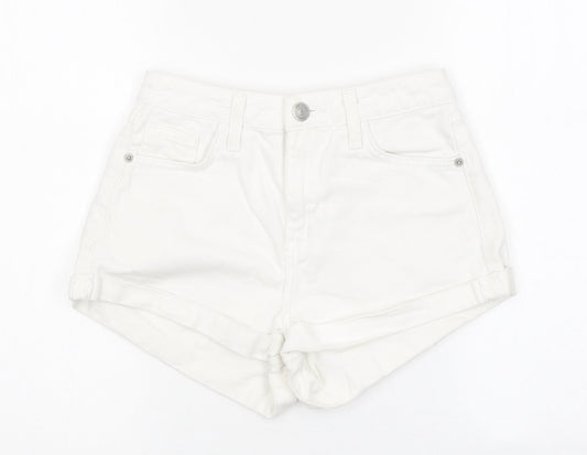BMG Womens White 100% Cotton Boyfriend Shorts Size 30 in L10 in Regular Zip