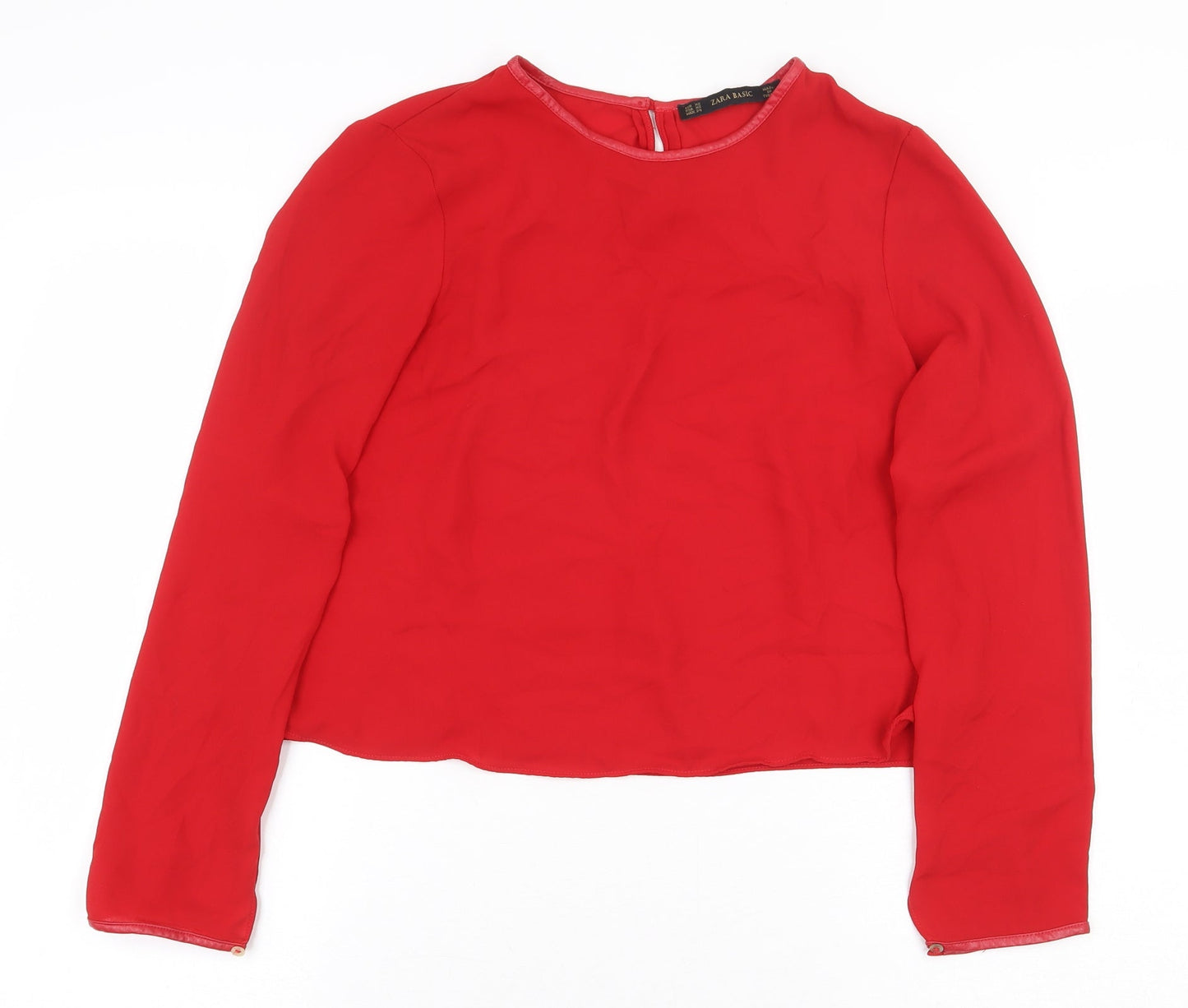 Zara Womens Red Polyester Basic Blouse Size XS Boat Neck