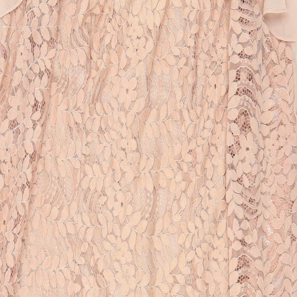 Sheilay Womens Pink Floral Polyester Pencil Dress Size L Off the Shoulder Zip - Lace Detail