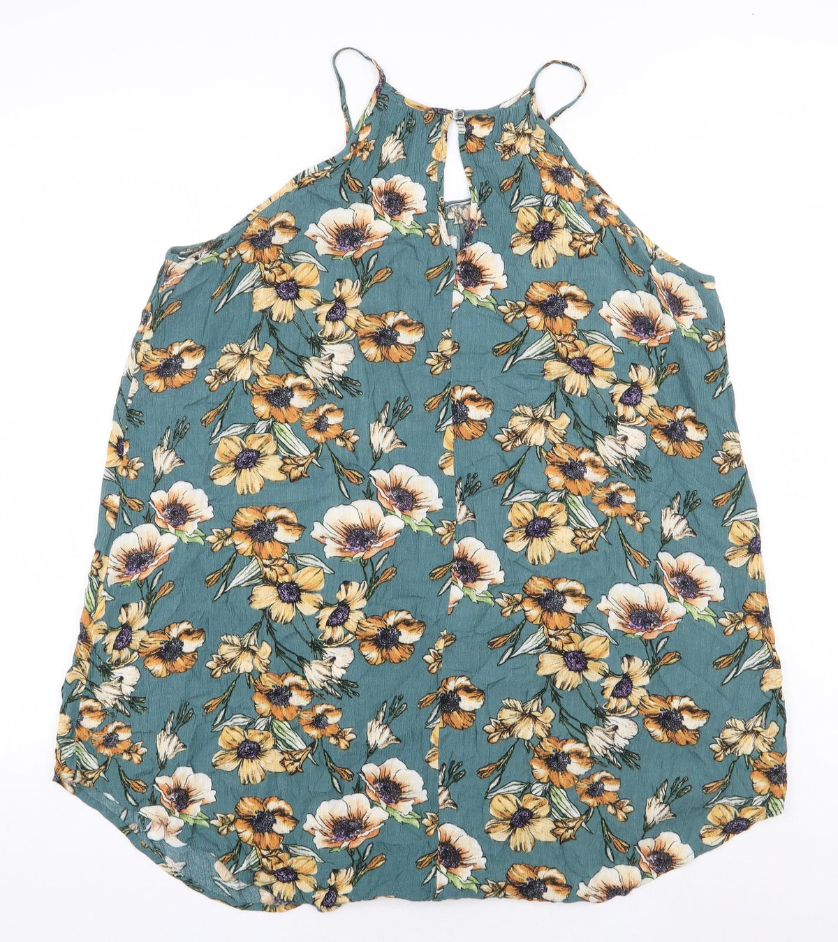 Forever 21 Womens Green Floral Rayon A-Line Size S Boat Neck Pullover