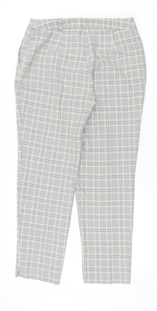 Dorothy Perkins Womens Grey Plaid Polyester Trousers Size 8 L24 in Regular Zip