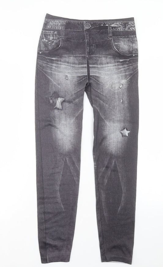 Preworn Womens Grey Cotton Capri Trousers Size 30 L28 in Regular