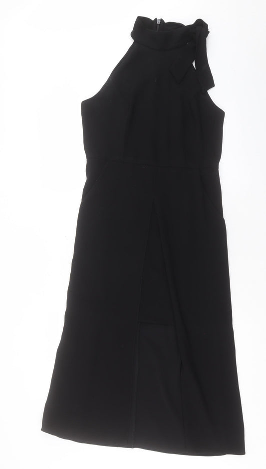 River Island Womens Black Polyester A-Line Size 10 Halter Zip