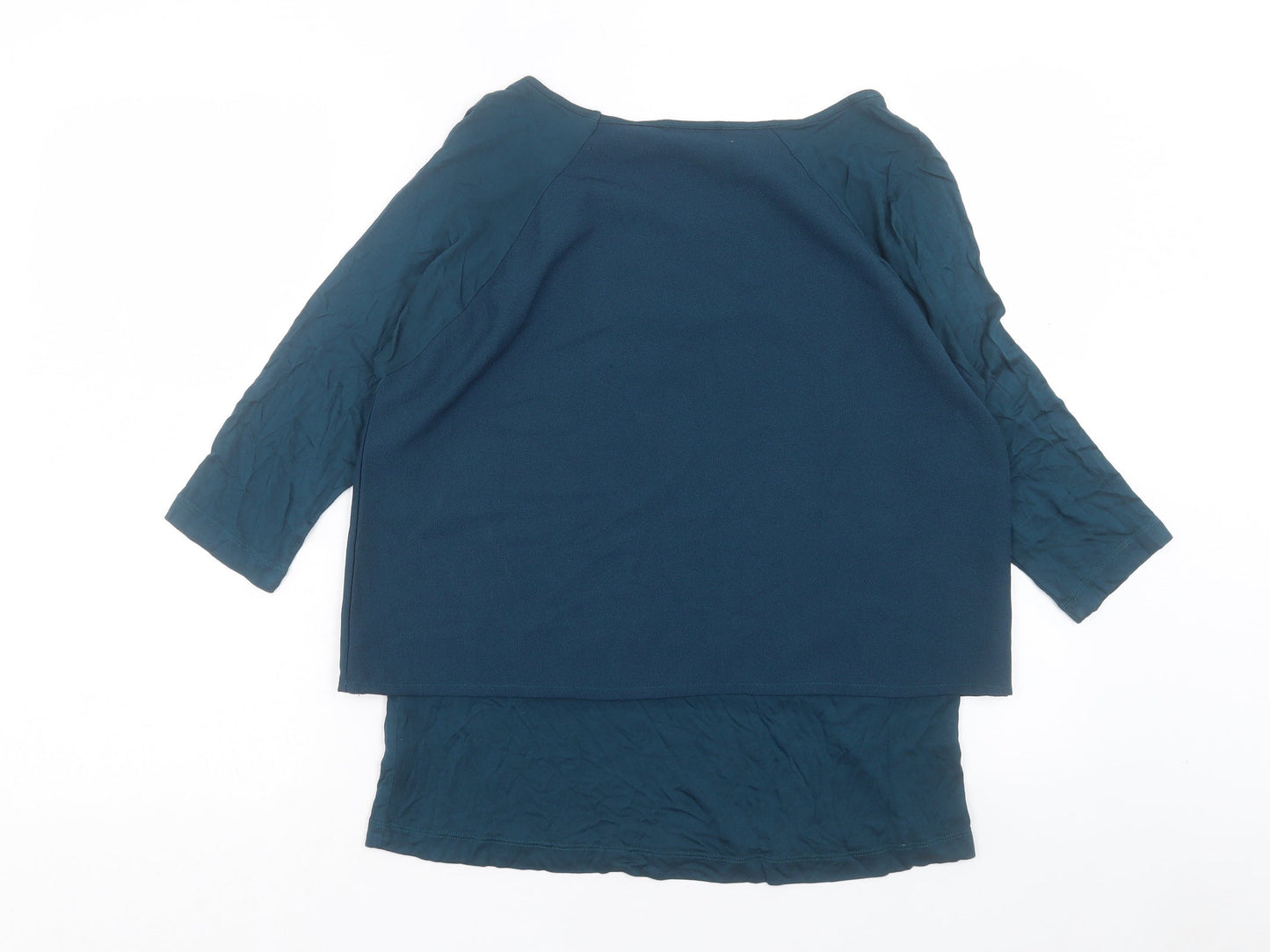 SAVIDA Womens Green Viscose Basic T-Shirt Size 12 Boat Neck