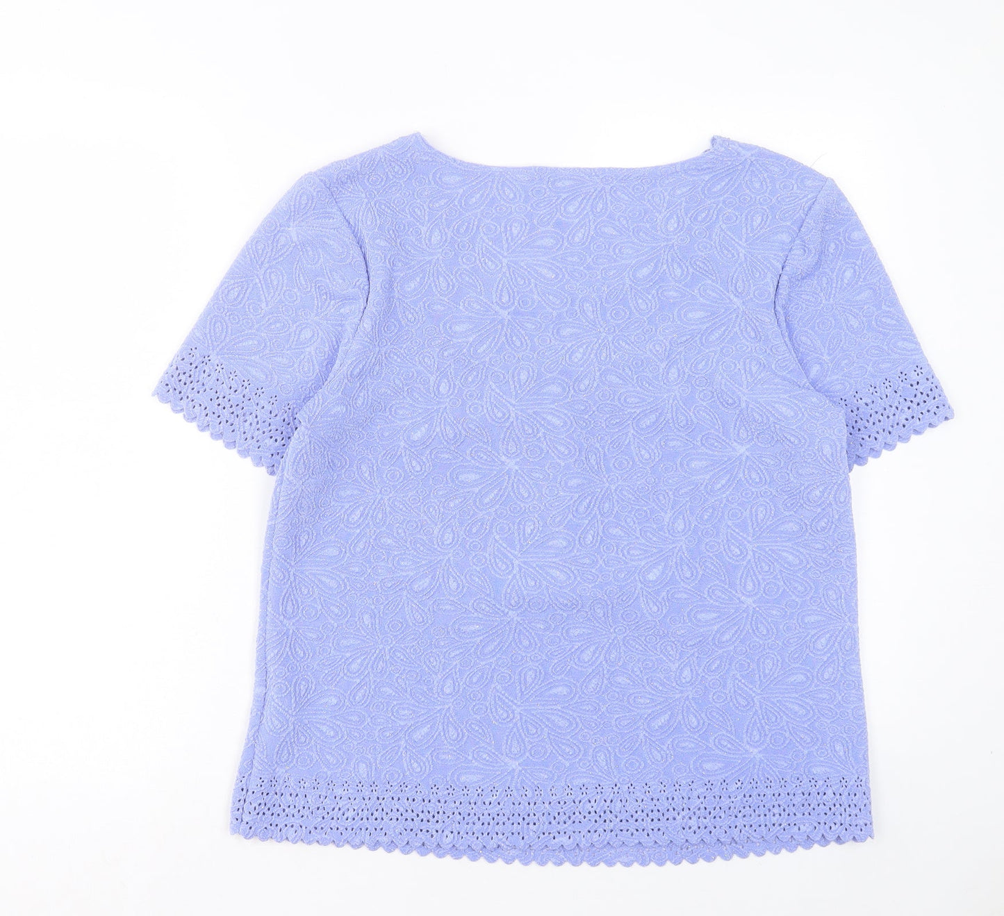 anna Rose Womens Purple Polyester Basic T-Shirt Size L Scoop Neck