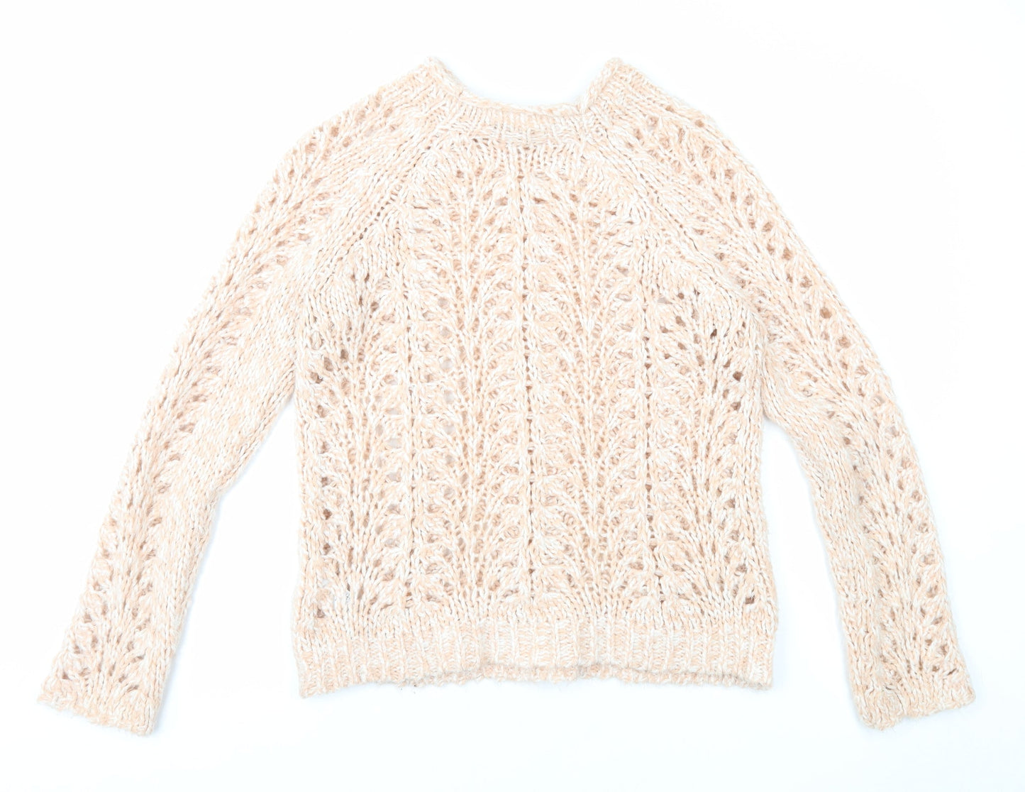 Topshop Womens Pink Round Neck Acrylic Pullover Jumper Size S