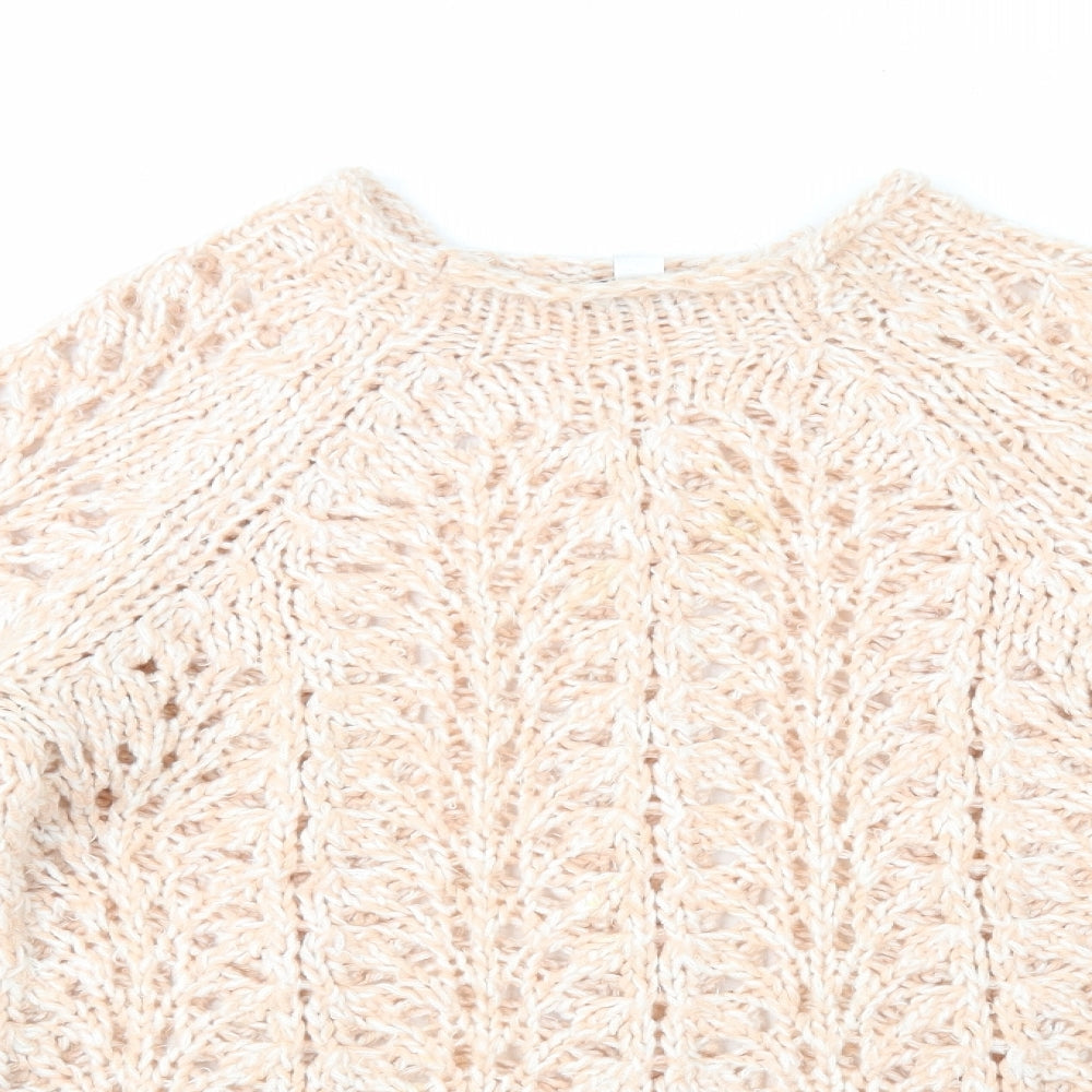 Topshop Womens Pink Round Neck Acrylic Pullover Jumper Size S