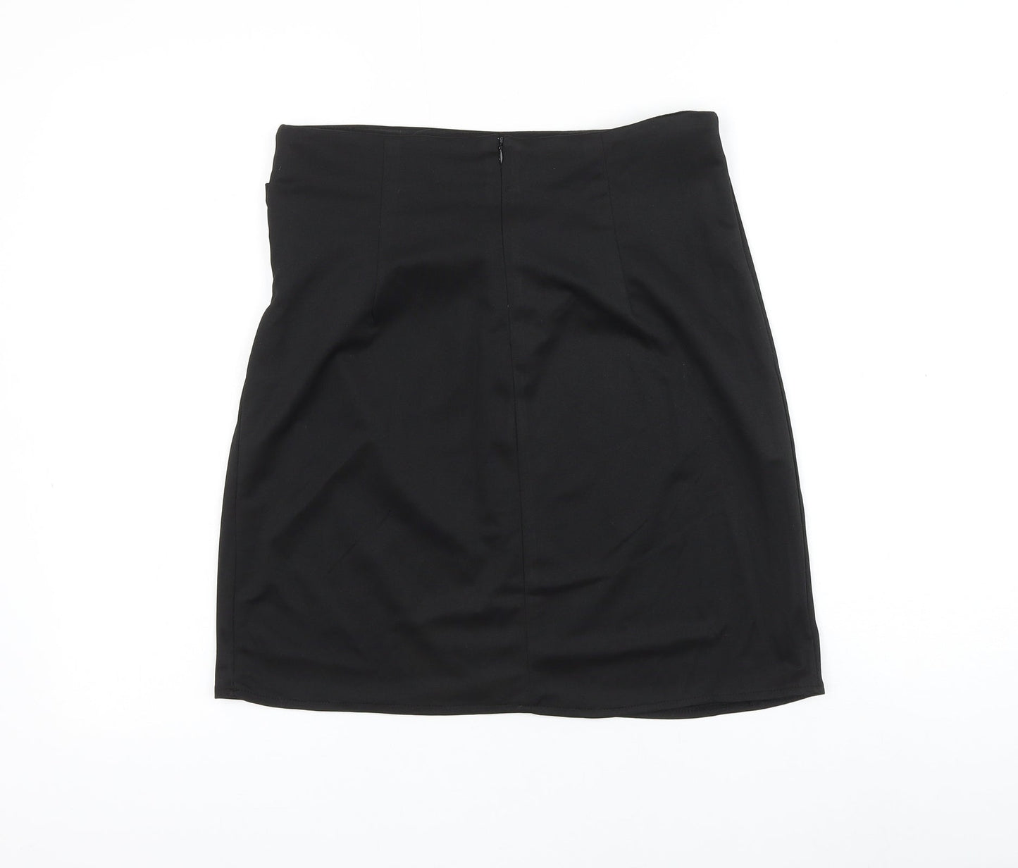 Preworn Womens Black Polyester Mini Skirt Size 30 in Zip - Ruched