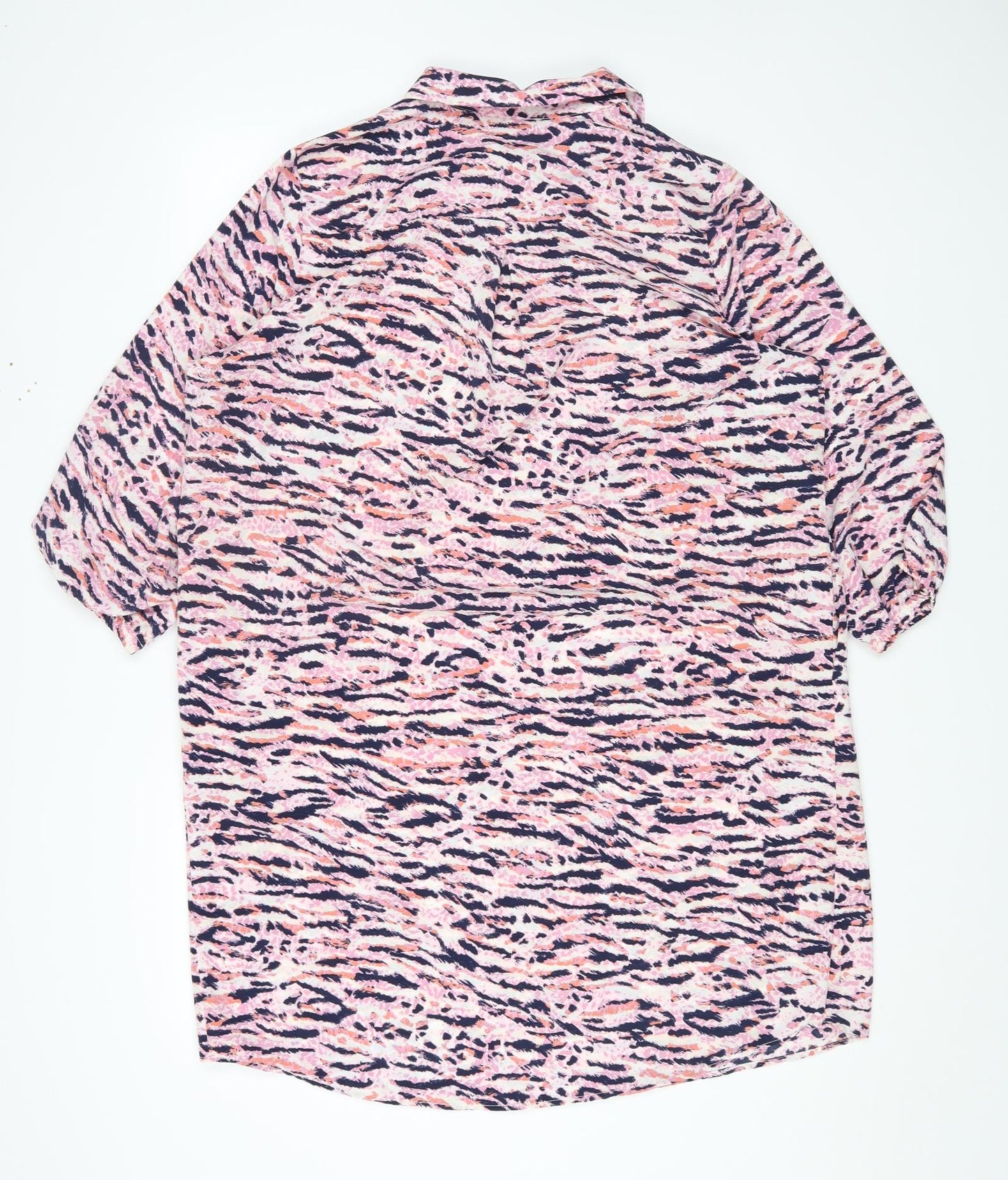 ET VOUS Womens Multicoloured Animal Print Polyester Basic T-Shirt Size 16 Collared - Tiger Print