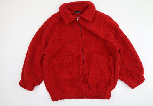 PRETTYLITTLETHING Womens Red Jacket Size 10 Zip