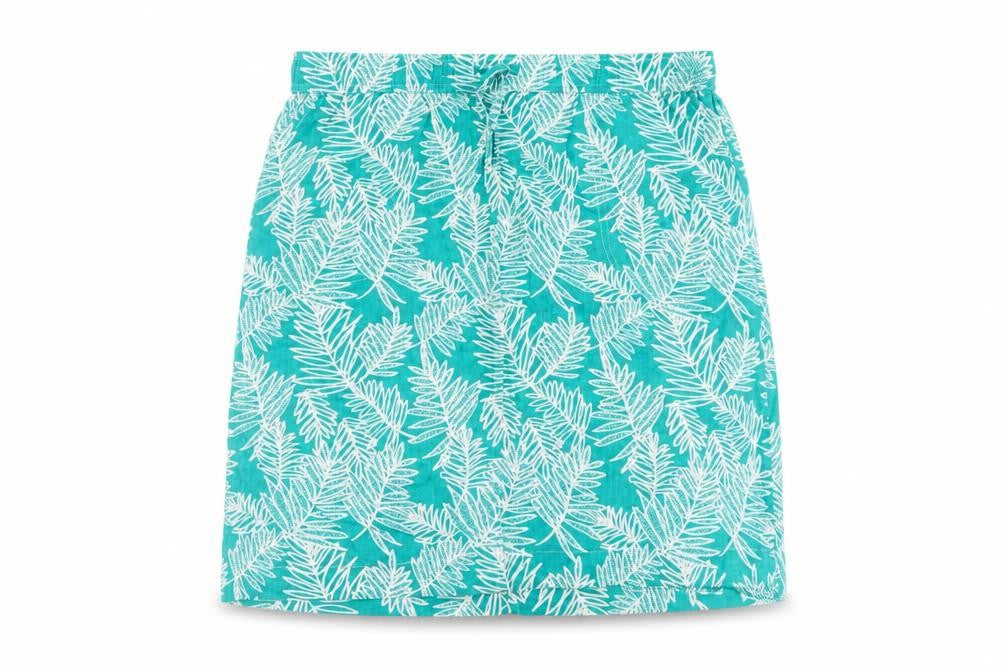 Stock Shop Womens Green Floral Cotton A-Line Skirt Size 14 Drawstring