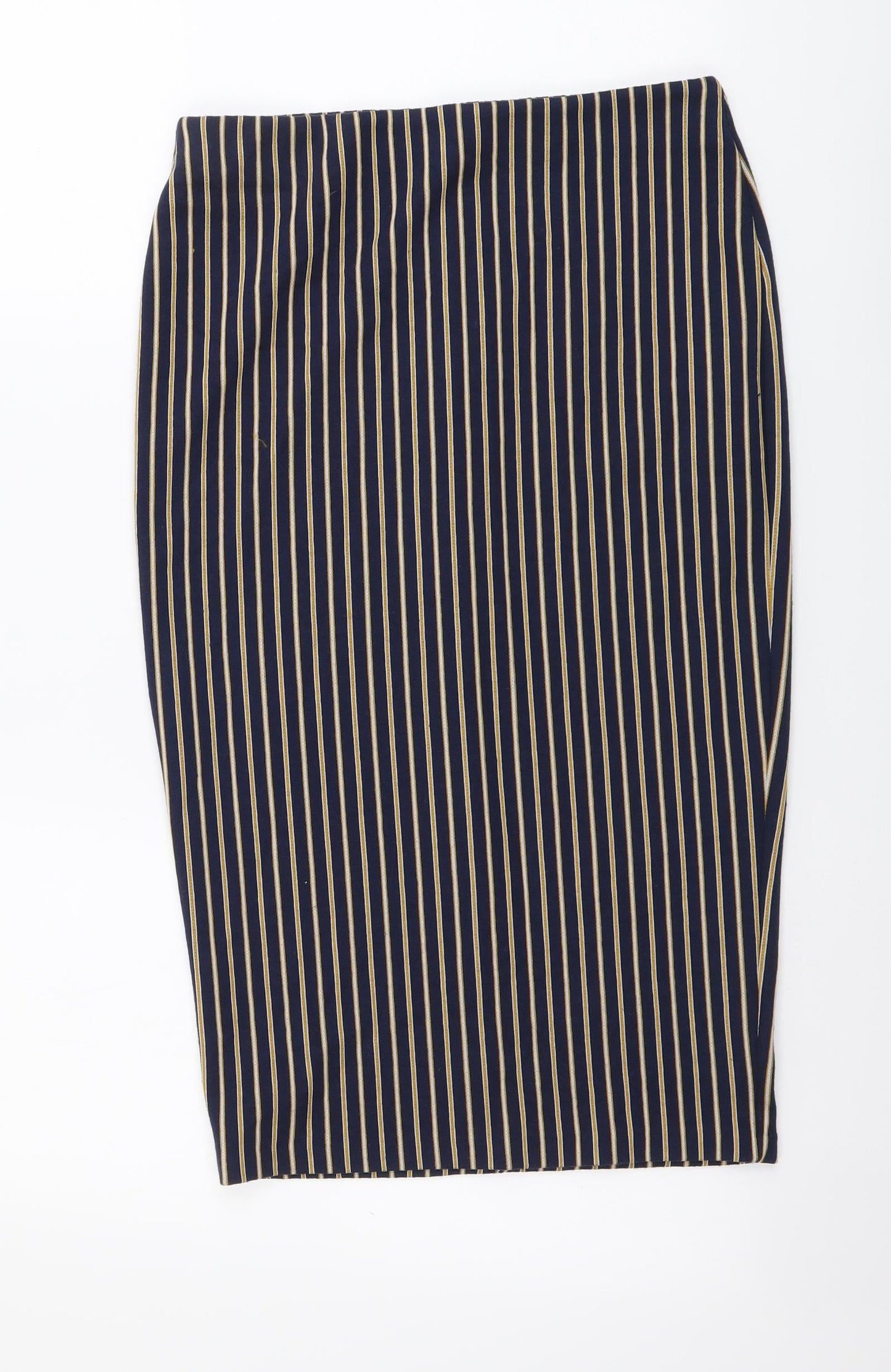 Zara Womens Blue Striped Polyester Bandage Skirt Size S