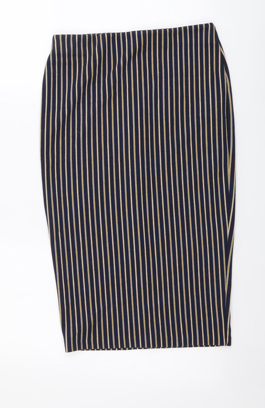 Zara Womens Blue Striped Polyester Bandage Skirt Size S