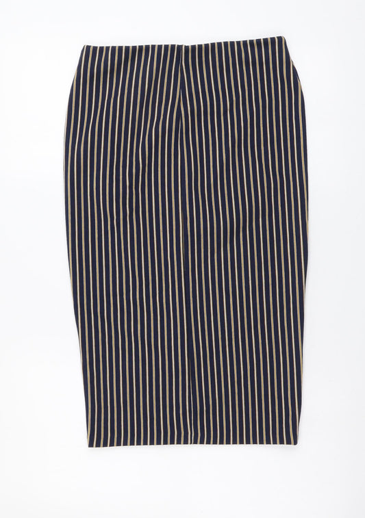 Zara Womens Blue Striped Polyester Bandage Skirt Size S