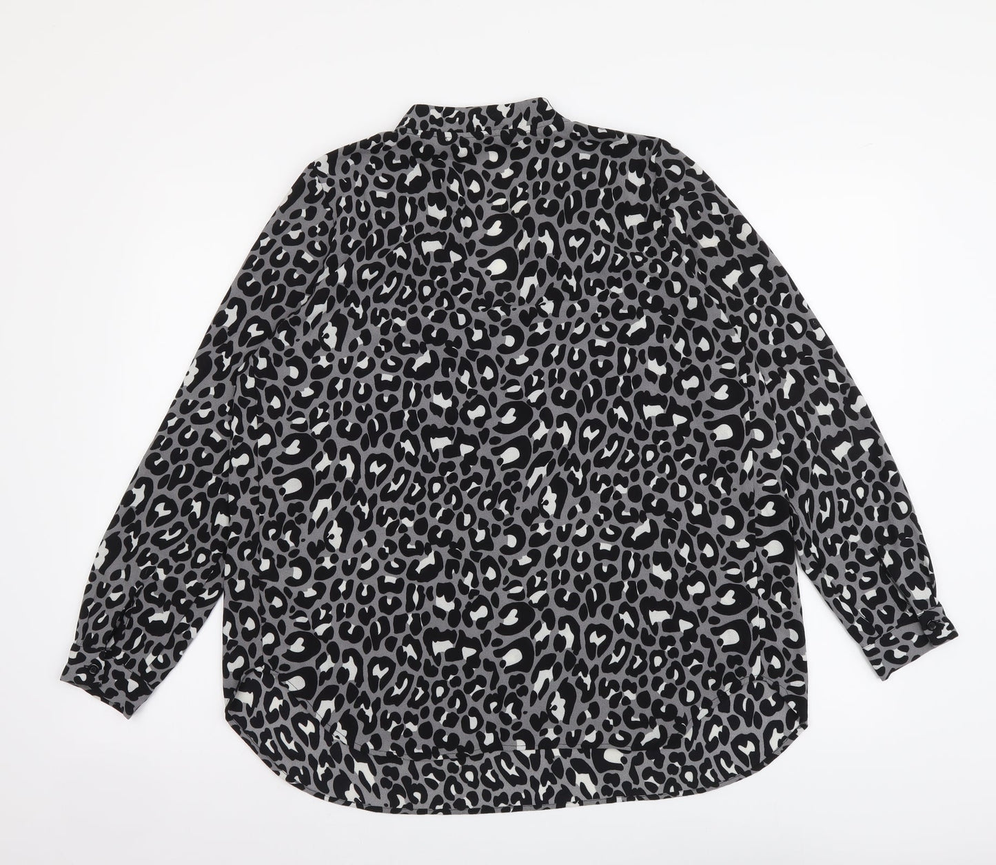 Blooming Marvellous Womens Grey Animal Print Polyester Basic Blouse Size 10 V-Neck - Leopard Pattern