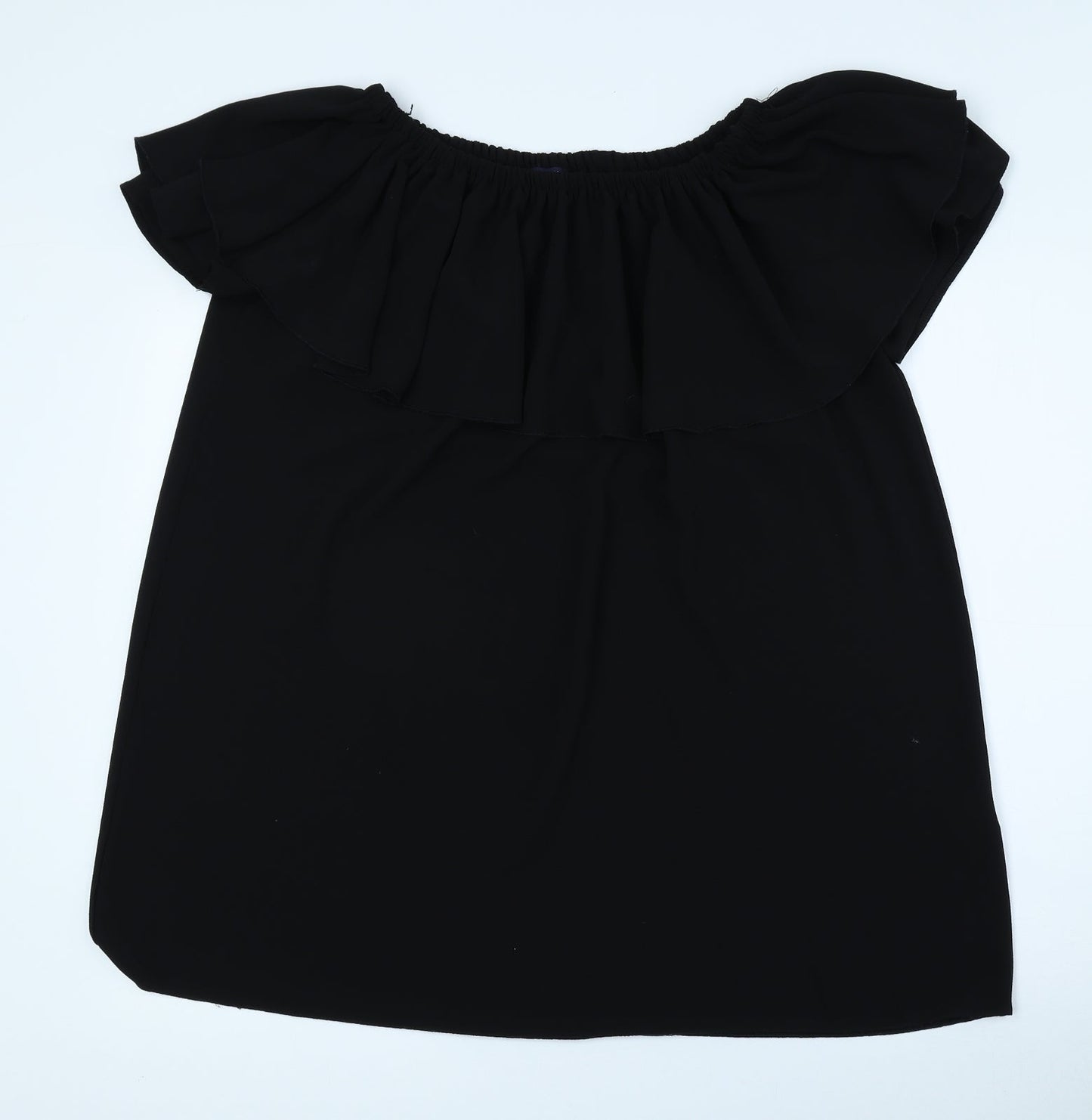 Queenie London Womens Black Polyester Basic Blouse Size M Off the Shoulder - Size M-L