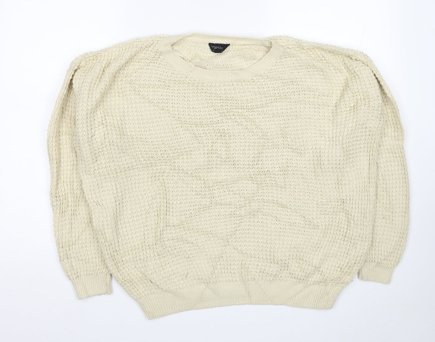 Topshop Womens Ivory Boat Neck Acrylic Pullover Jumper Size 10