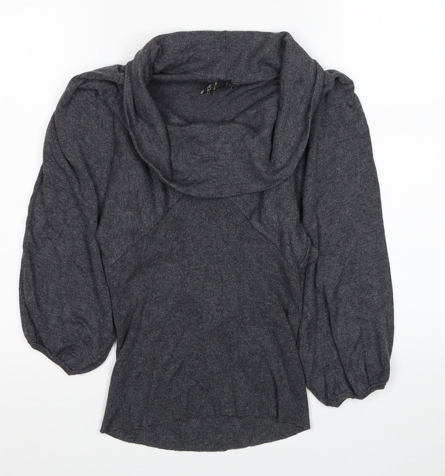 Topshop Womens Grey Viscose Jersey Blouse Size 10 Roll Neck