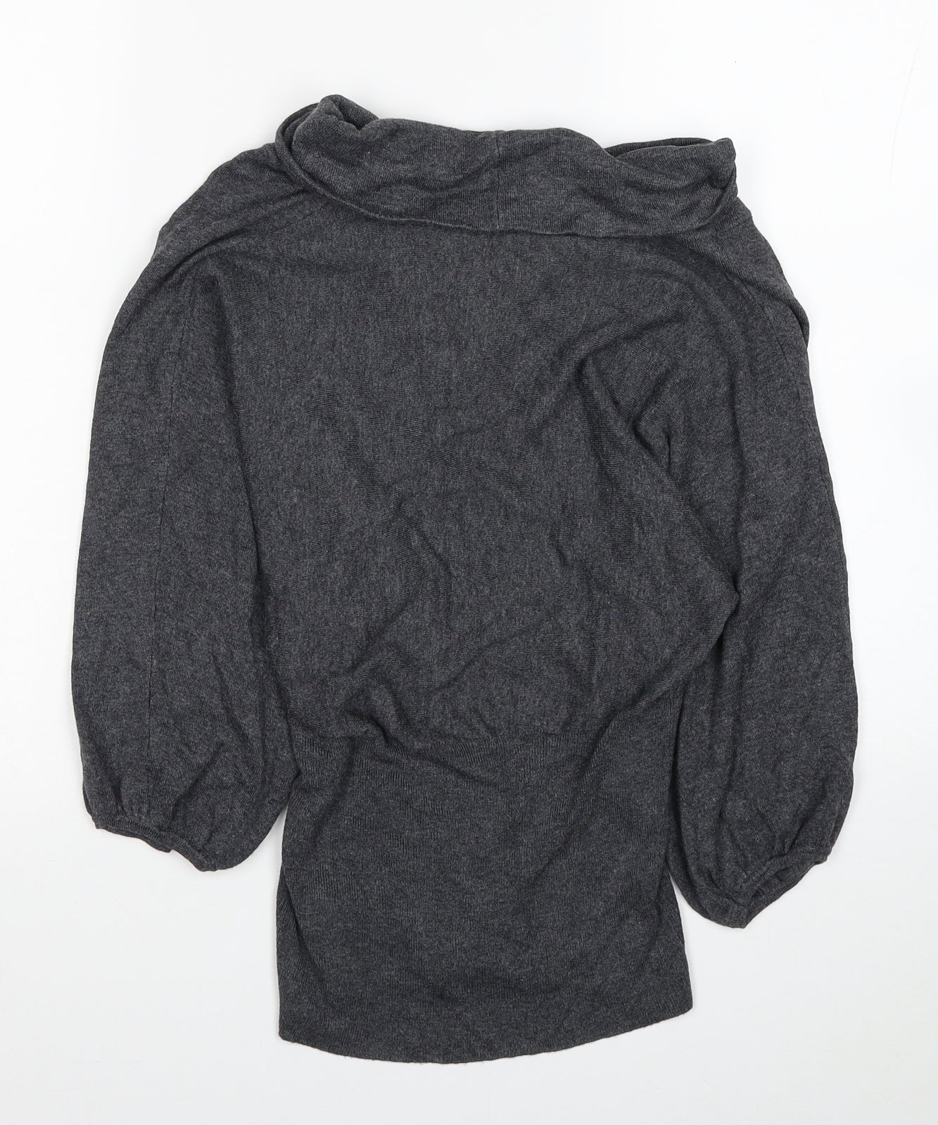 Topshop Womens Grey Viscose Jersey Blouse Size 10 Roll Neck