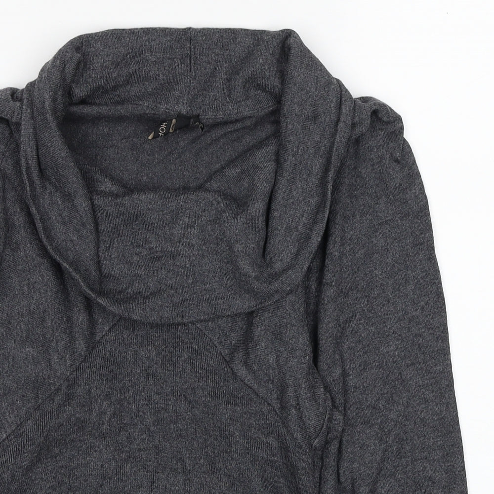 Topshop Womens Grey Viscose Jersey Blouse Size 10 Roll Neck