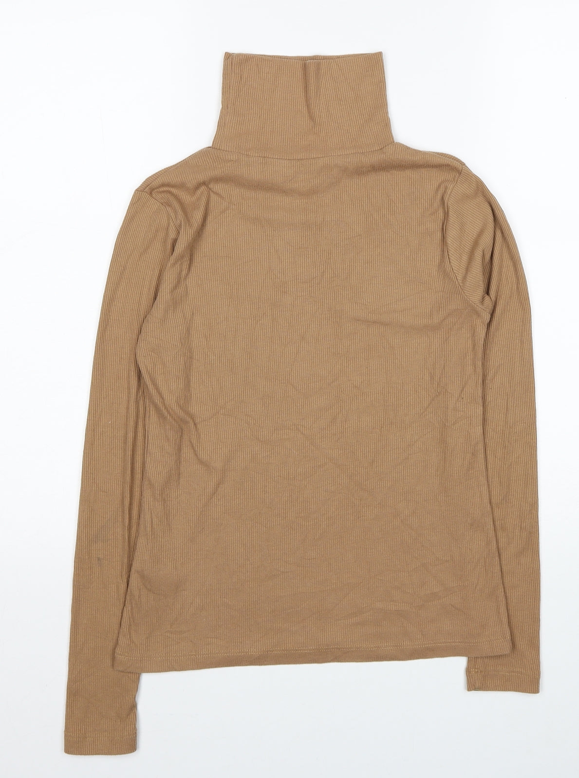 Peacocks Womens Brown High Neck Viscose Pullover Jumper Size 10 - Ribbed