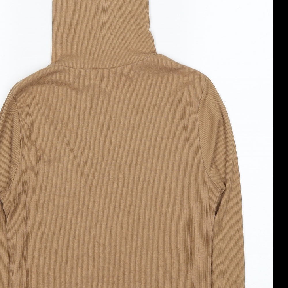 Peacocks Womens Brown High Neck Viscose Pullover Jumper Size 10 - Ribbed