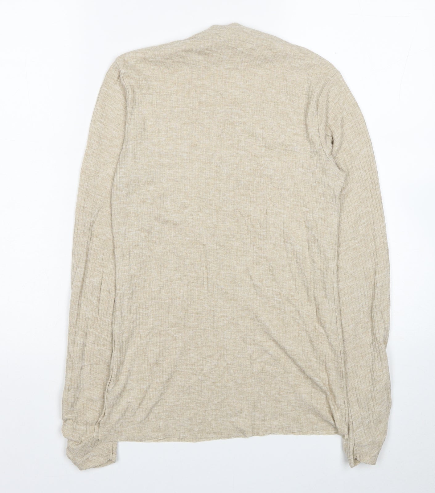 River Island Womens Beige Mock Neck Polyester Pullover Jumper Size 10 - Ribbed