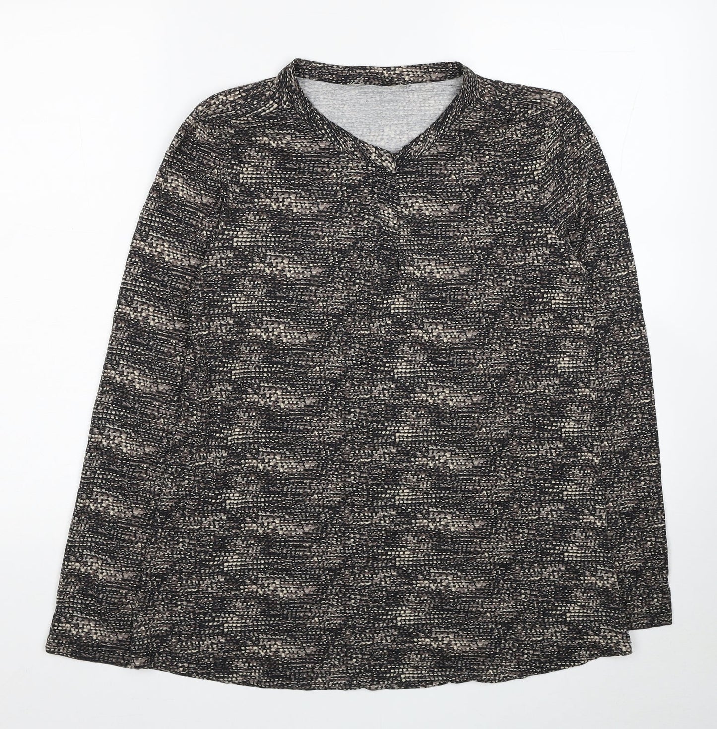 Skopes Womens Brown Geometric Viscose Basic T-Shirt Size 10 Round Neck