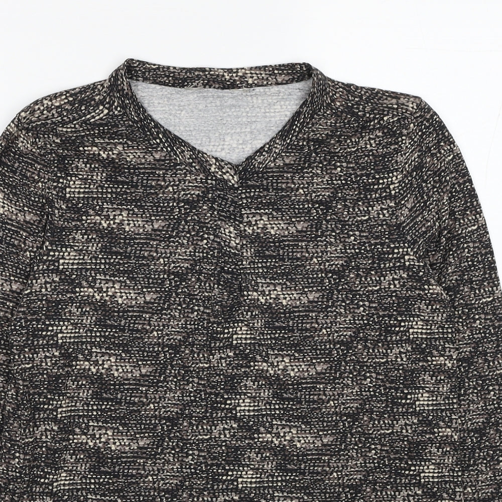 Skopes Womens Brown Geometric Viscose Basic T-Shirt Size 10 Round Neck