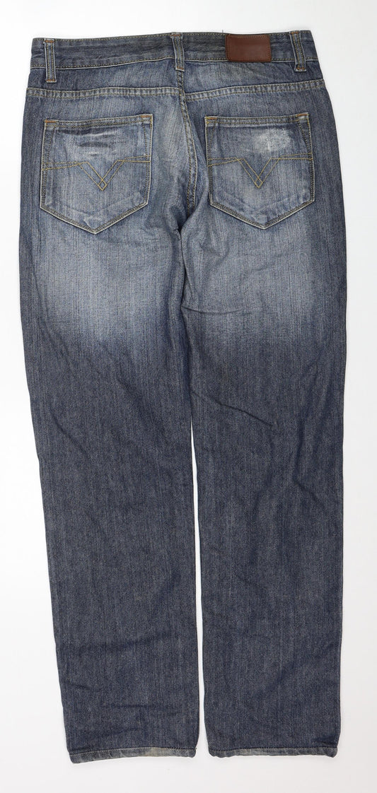 People Mens Blue Cotton Straight Jeans Size 32 in L29 in Regular Zip