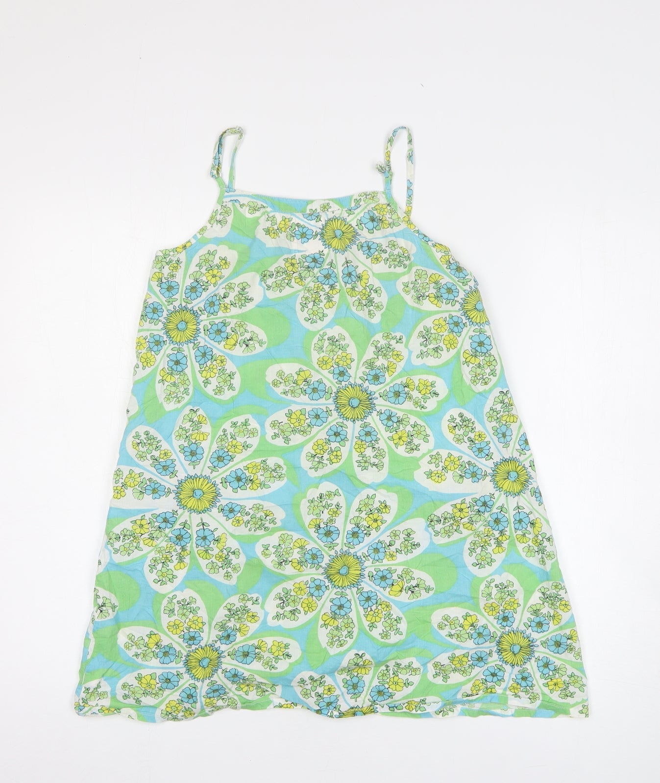 New Look Womens Green Floral 100% Cotton Mini Size 10 Round Neck Pullover