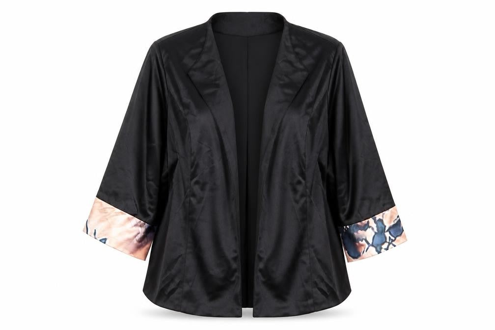 Preworn Womens Black Floral Jacket Blazer Size 3XL - Floral Cuffs