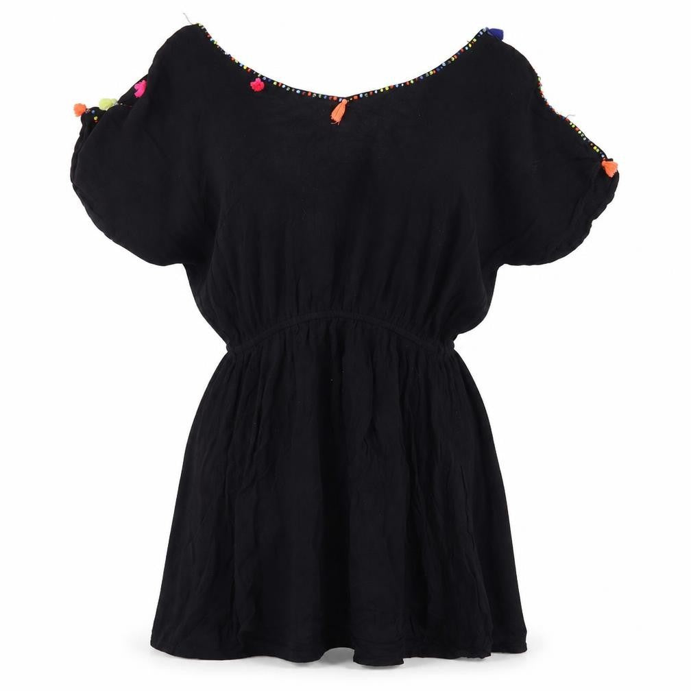 Papaya Womens Black Viscose A-Line Size S V-Neck Pullover