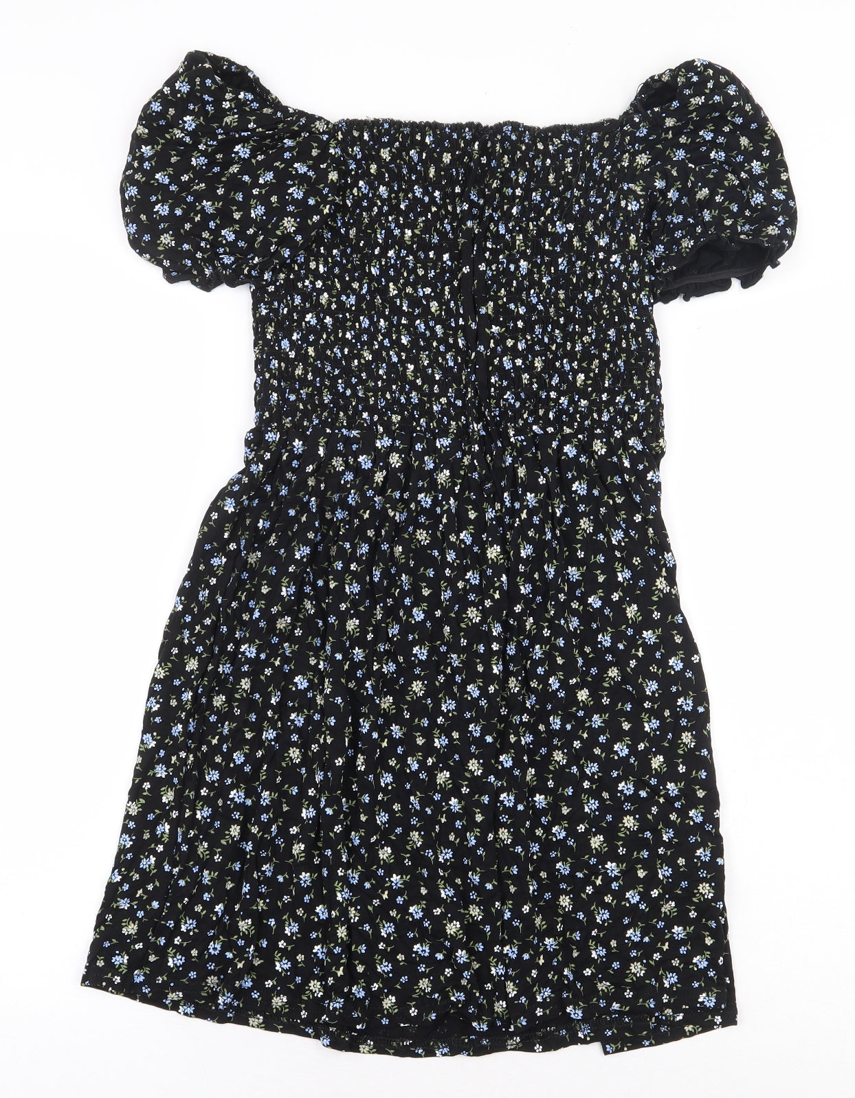 Quiz Womens Black Floral Viscose A-Line Size 10 Off the Shoulder Pullover