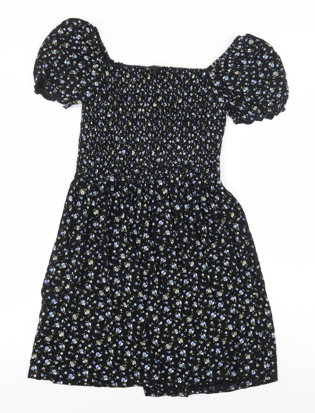 Quiz Womens Black Floral Viscose A-Line Size 10 Off the Shoulder Pullover