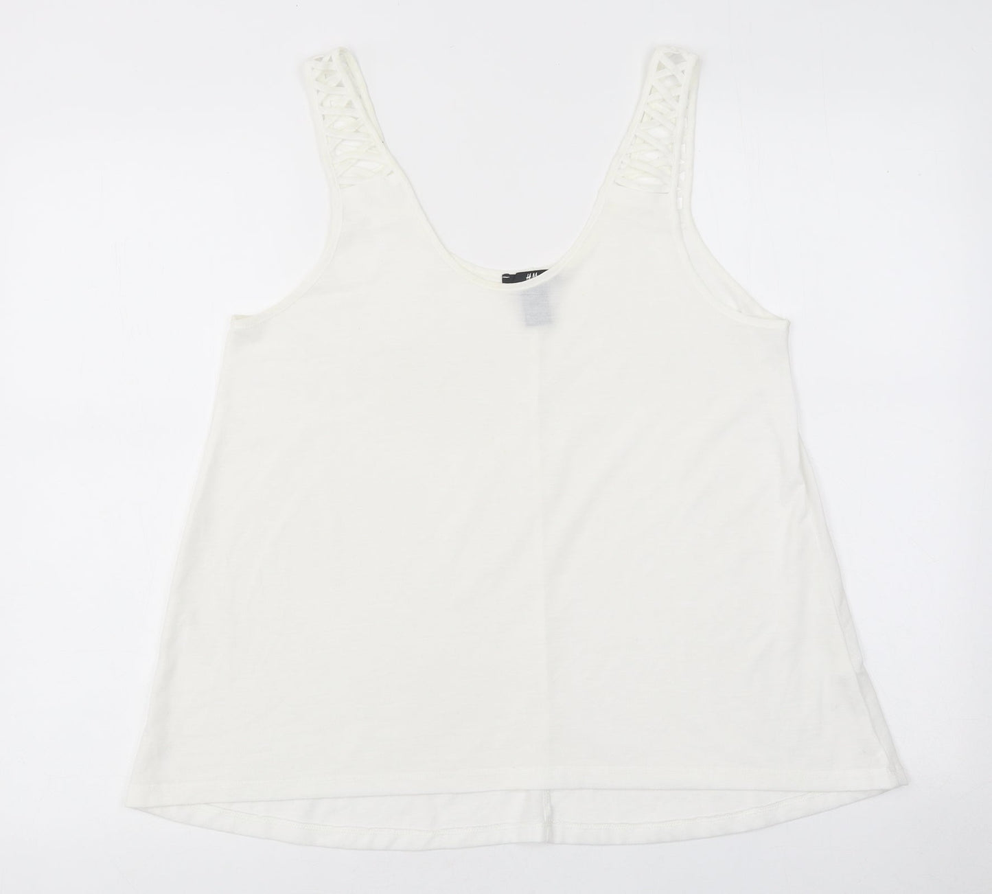H&M Womens White Polyester Jersey Tank Size S Round Neck