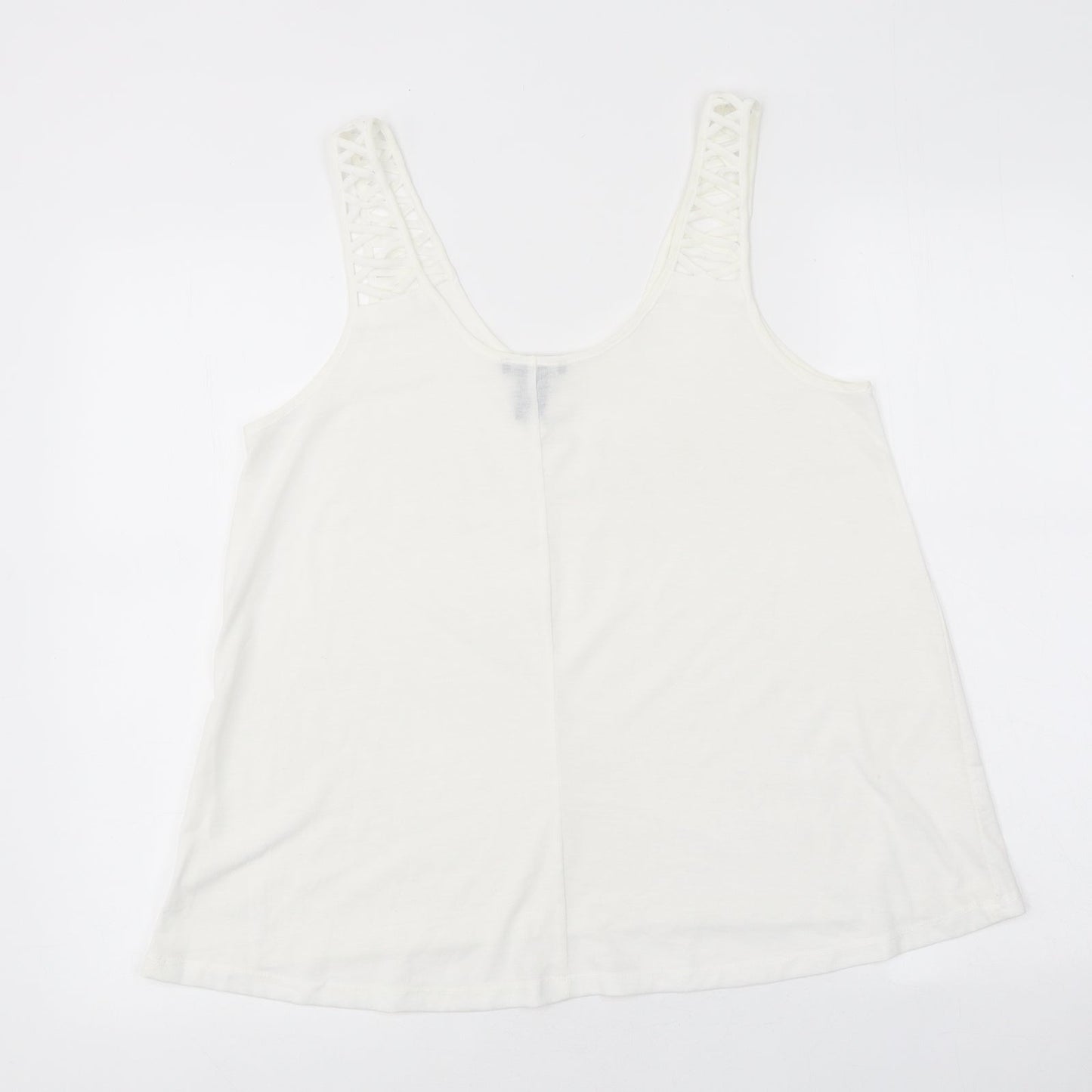 H&M Womens White Polyester Jersey Tank Size S Round Neck